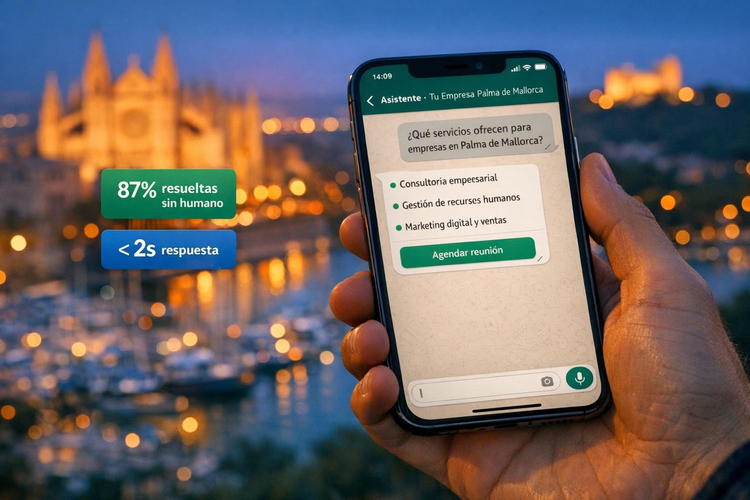 Chatbots IA en Palma de Mallorca — Chatbots con IA para Empresas en Palma de Mallorca — Atención 24/7